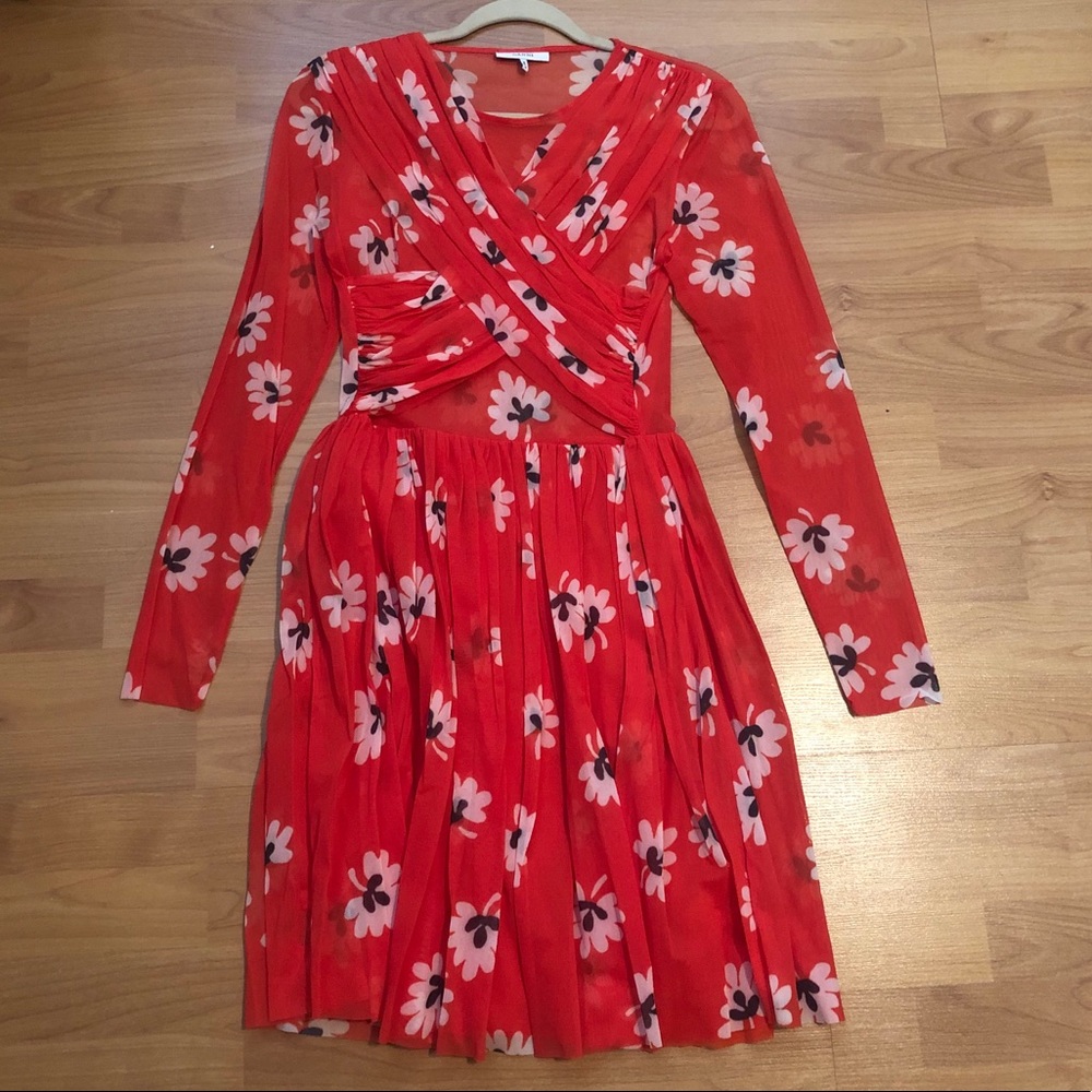 GANNI floral printed mesh dress